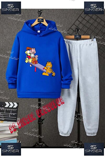 SS SİNSER Детски унисекс спортен екип с качулка и принт „GRFIELD TAHTIRAVALLI“