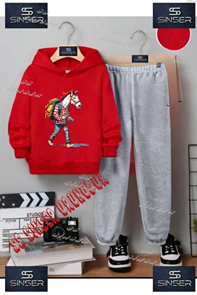 SS SİNSER Παιδικό Unisex Σετ Φόρμας με Στάμπα "HORSE MAN BACKPACK" και Κουκούλα