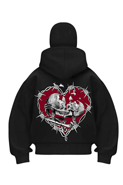 1blood Cardigan cu imprimeu Heart Skeleton, Masca de Zăpadă Samurai Neagră, H...