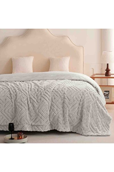 Alhabib bedding Montreal Lightweight Double Fur Blanket, Grey, 240 x 220 cm