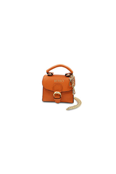 BESSO Mini Amica Orange Leather Bag for Girls