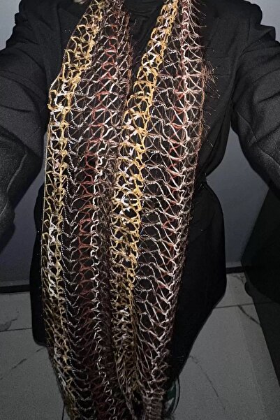 shai Kahverengi Örgü Detaylı Şal