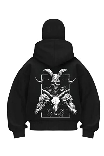1blood Big Devil Printed Black Samurai Snow Mask Sweatshirt Cardigan