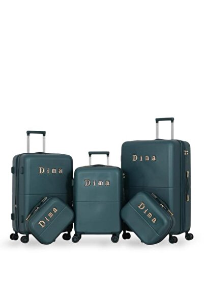 DİMA Dabash Travel Bag Set - 5 Pieces Includes 3 Trolley Bags and 2 Makeup Bags - Double Zipper Expansion