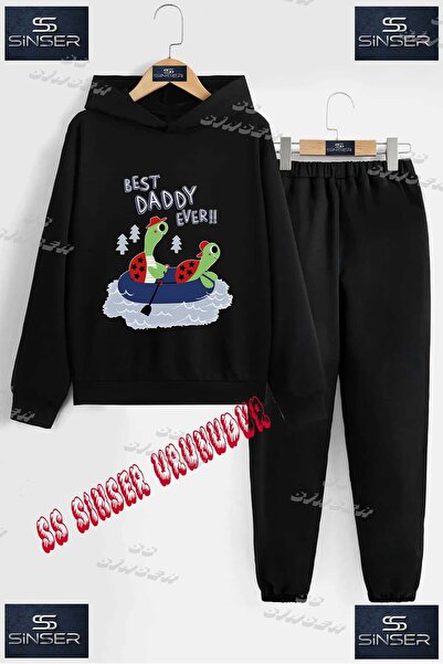 SS SİNSER Детски унисекс спортен екип с качулка и надпис „Две костенурки в ло...