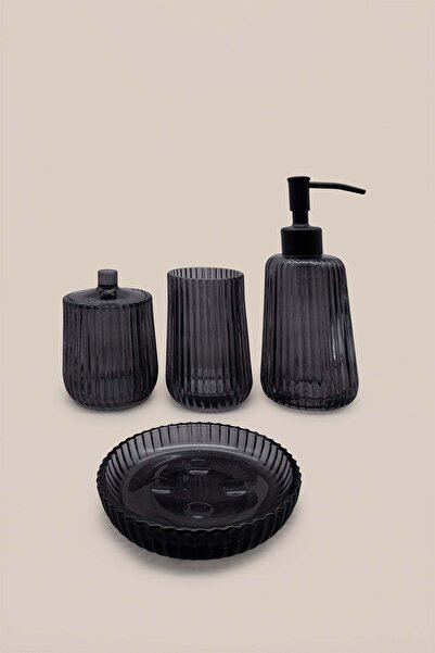 Barine Σετ μπάνιου από γυαλί 4 τεμαχίων Shadow Anthracite