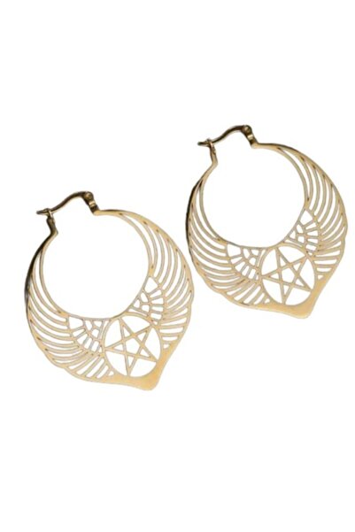 SYGGY Wing Pentagram Earrings, Syggy, gold, 4.7 cm