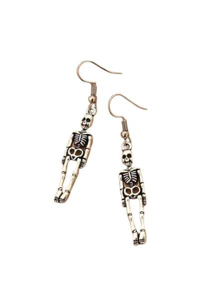 SYGGY Skeleton Charm Earrings, Skeleton Model, Silver