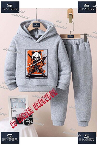SS SİNSER Детски унисекс комплект спортен екип с качулка и принт „PANDA NINJA...