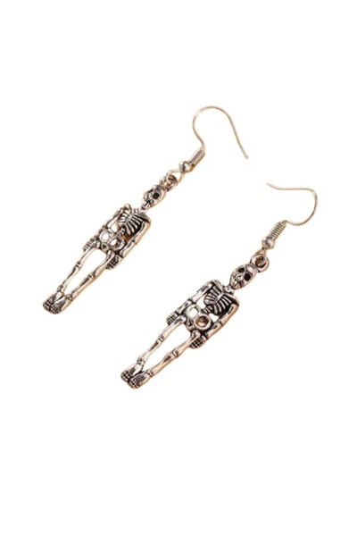 SYGGY Skeleton Charm Earrings, Skeleton Model, Silver