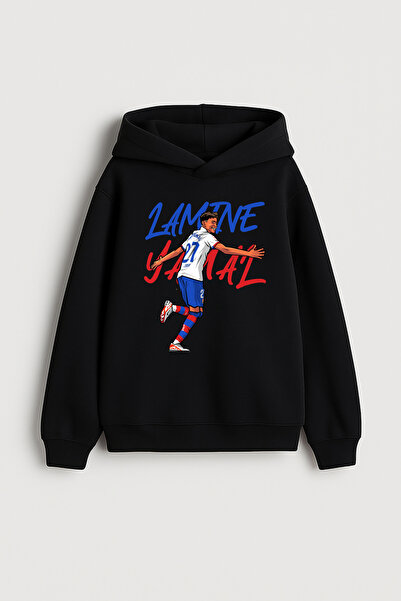 MODA Jucătorul de fotbal Lamine Yamal cu imprimeu Hanorac pentru băiat negru ...