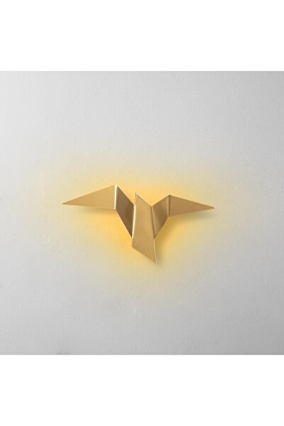 MOİRA Kuş Figür Modern Led'li Aplik Parlak Gold, Ambiyans Tekli Duvar Led Aydınlatma 3000K Sarı Işık
