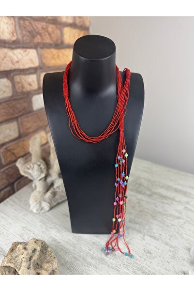 SEDEF TAKI Şal model uzun kum boncuklu kolye