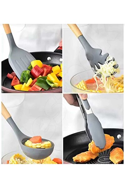 balsa group طقم مغرفة من السيليكون بمقبض من الخيزران مكون من 4 قطع من ماركة ب...