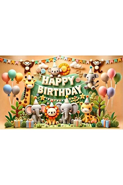 Bkmc Safari Themed Custom Birthday Banner Backdrop 60X100 Vinyl Tarpaulin Banner Birthday Party Set Decoration