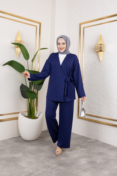 ensade Lace Detailed Kimono Wide Leg Pants Set