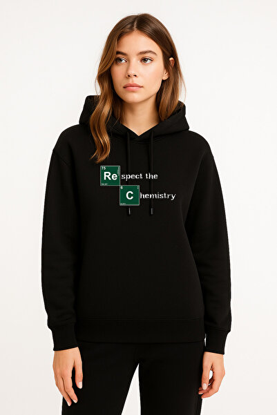 MODA Hanorac Kimya cu imprimeu pentru femei, negru, cu glugă Swea tricou