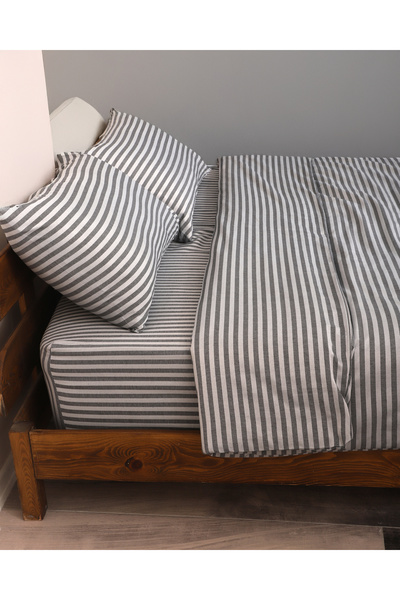 Mirvona Home Saten Tek Kişilik Lastikli Çarşaflı Nevresim Takımı