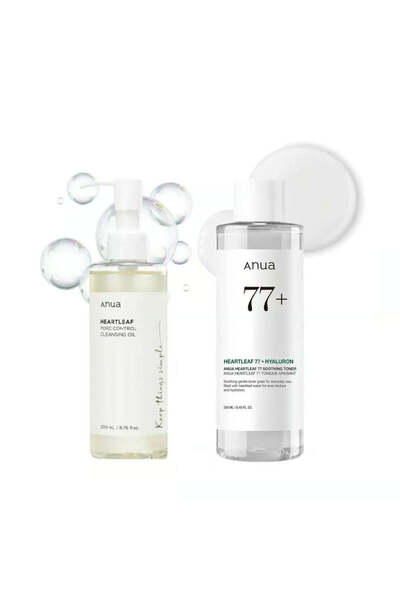 ANU [أنوا] مجموعة تونر هارت ليف + زيت التنظيف