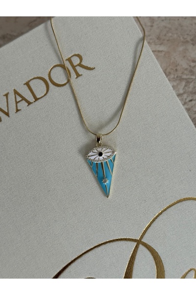 LUXSTONE Blue Eye Model Gold Necklace