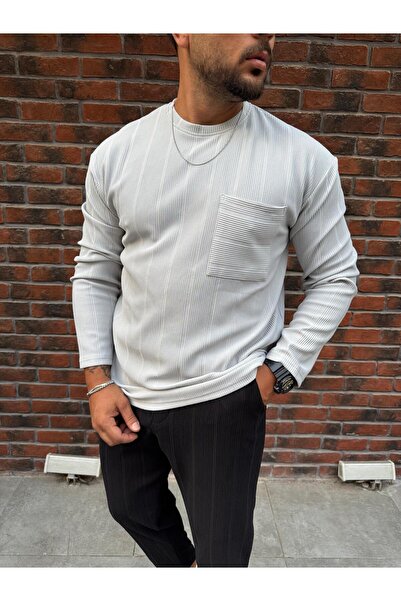 Baycombine35 Чоловічий світшот з вертикальними смугами, з кишенями, з тканини Ottoman