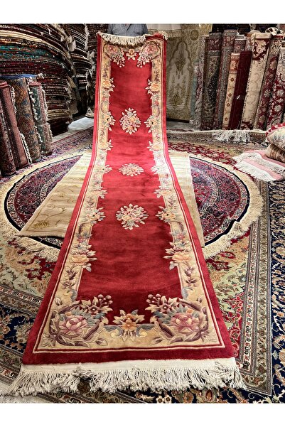 RD RAMAZAN DAĞ EL HALI SANATI El Dokuma Kabartmalı Çin Halısı Bordo Renk Ebat...