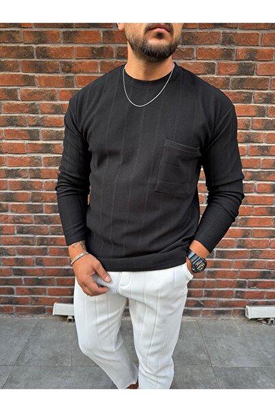 Combineman35 Ανδρικό φούτερ με κάθετες ρίγες από ύφασμα Ottoman με λεπτομέρεια τσέπης