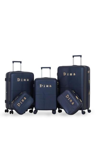 DİMA Dabash Travel Bag Set - 5 Pieces Includes 3 Trolley Bags and 2 Makeup Bags - Double Zipper Expansion