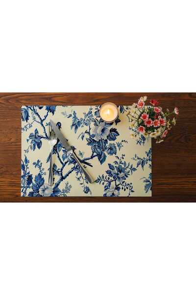 QueenHome Nordic-Inspired Bird and Flower Patterned American Service 2-Piece Table Mat
