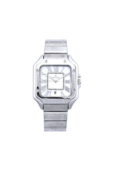 MOUNT ROYAL Mont Royal Men's Santos Watch, Silver Stainless Steel with White Dial