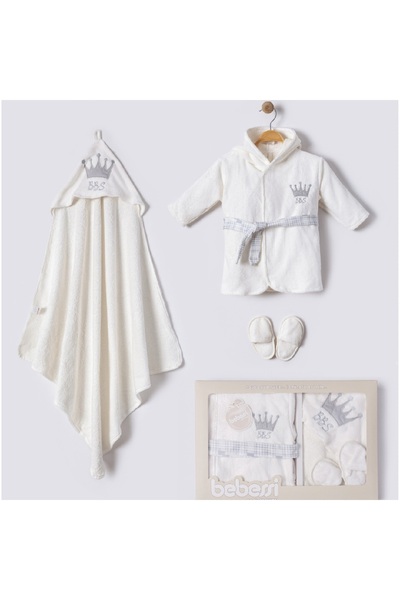 Bebessi Baby Boy Cotton Baby King Boxed Bathrobe Set Baby Bathrobe Set 0-12 Months