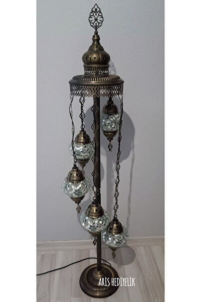 Zem El Yapımı Otantik Mozaik Lambader 5 Li