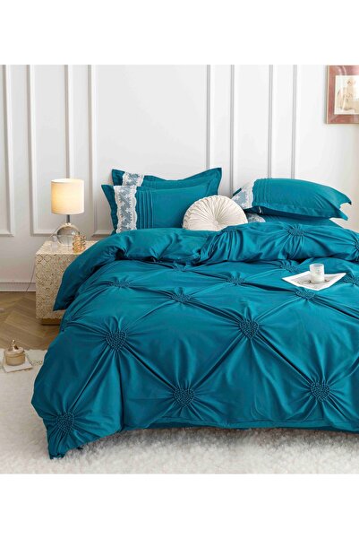 JOJO HOME Bed Sheets, 6 Pieces, Embroidered Hearts, Finet Premium, Blue