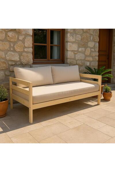 pinoxi Ahşap Sedir Kanepe 120cm x 200cm (İÇ ÖLÇÜ) Mindersiz DOĞAL NATURAL MASİF AHŞAP