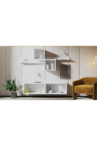 Nettrends Duvar Raflı, Çok Fonksiyonlu Salon Dolabı ve Konsol