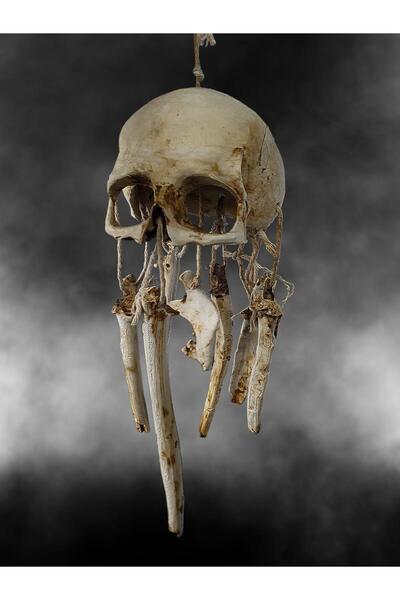 Cerberus Kuru Kafa İskelet Kemikli Rüzgar Çanı Sert Plastik