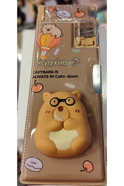 ada çanta kırtasiye Capybara-Shaped 3-Compartment Pencil Case with Sharpener, Sukushi Model Pencil Case Ad46461