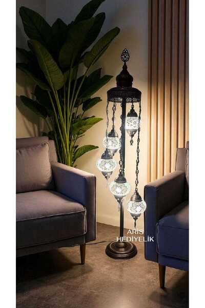 Zem El Yapımı Otantik Mozaik Lambader 5 Li