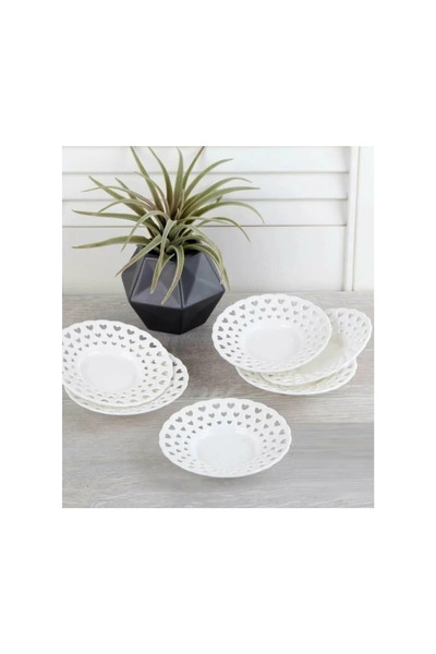 Yüsra Shop Crystal Mica 6-Piece Tea Plate Set Plastic Mica Is Suitable for Daily Use Heart-Shaped Tea Plate