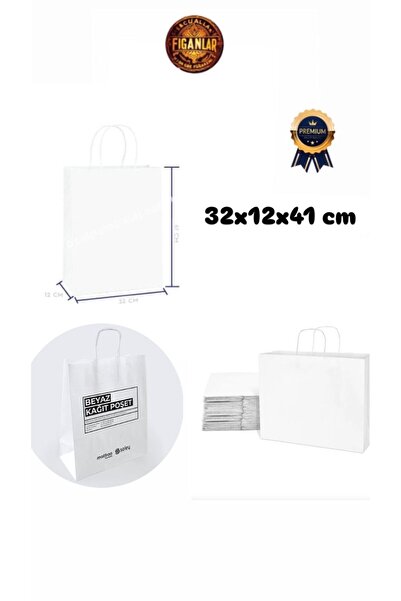 figanlar ambalaj 1. klasa beli kraft papir Torba 32x12x41 cm (50 komada) (bel...