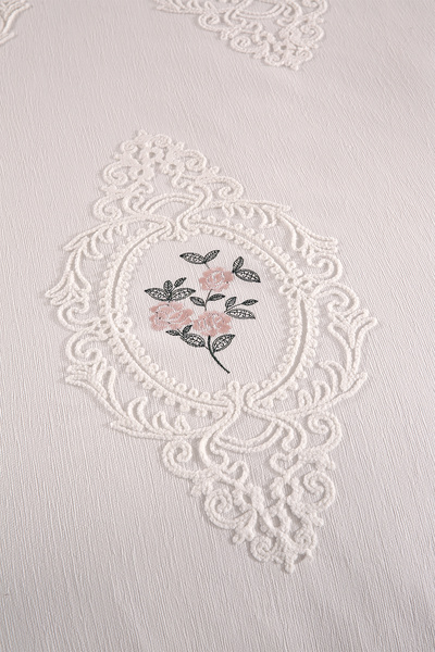 Çeyiz Diyarı Gardenlove Nakışlı Şönil 2 Parça Tek Kişilik Yatak Örtüsü Krem