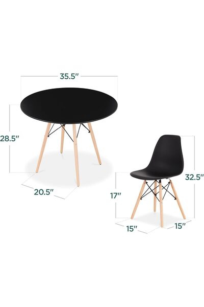 Crestj Best Choice Products Dining Set 5 Pieces - Modern Mid-Century Design with Table and 4 Chairs