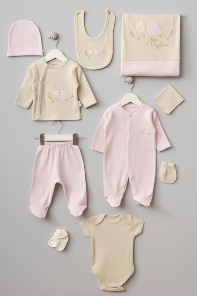 Bebitof My Baby Kumsal 100% Cotton 10-Piece Hospital Release Cute Turtle Patterned 10077