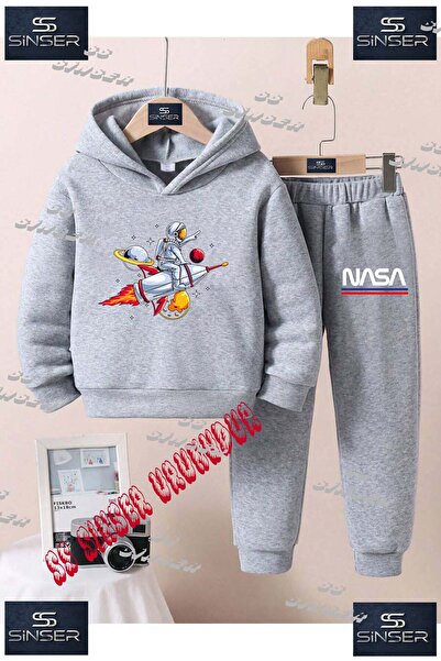 SS SİNSER Children's Unisex Printed Hooded Tracksuit Set with the Text: "Astr...