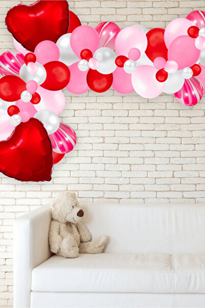 Bunloon Set of 4 Red Heart Foil Balloons - 18 Inch Party & Decor