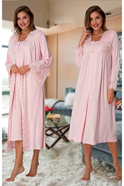 Lohusa Homewear Set de 2 cămăși de noapte pentru maternitate, din bumbac, cu ...