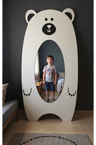 Genel Markalar Ahşap Lazer Kesim MDF Ayı Figürlü Boy Aynası