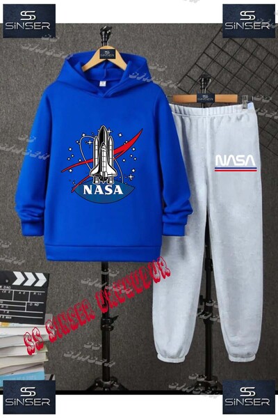 SS SİNSER Children's Unisex Hooded Tracksuit Set with the Print "Space Shuttl...