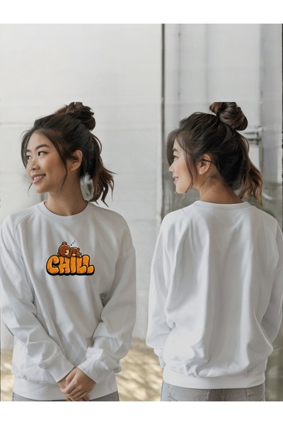 ArtYus Φούτερ Unisex με μακρύ μανίκι Chill Bear Transfer με τύπωμα με λαιμόκο...