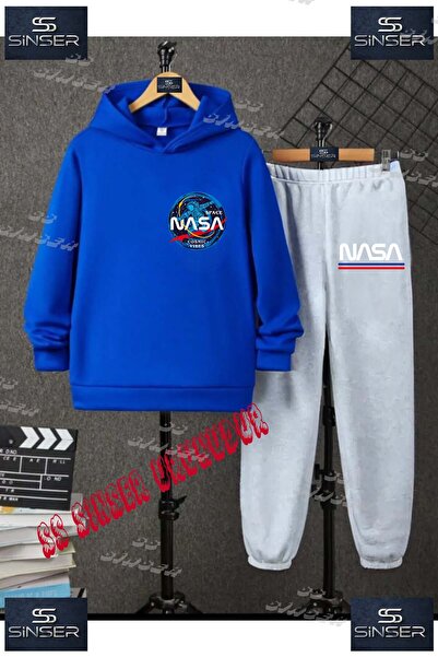 SS SİNSER Children's Unisex Hooded Tracksuit Set with the Print'Astronaut Nas...